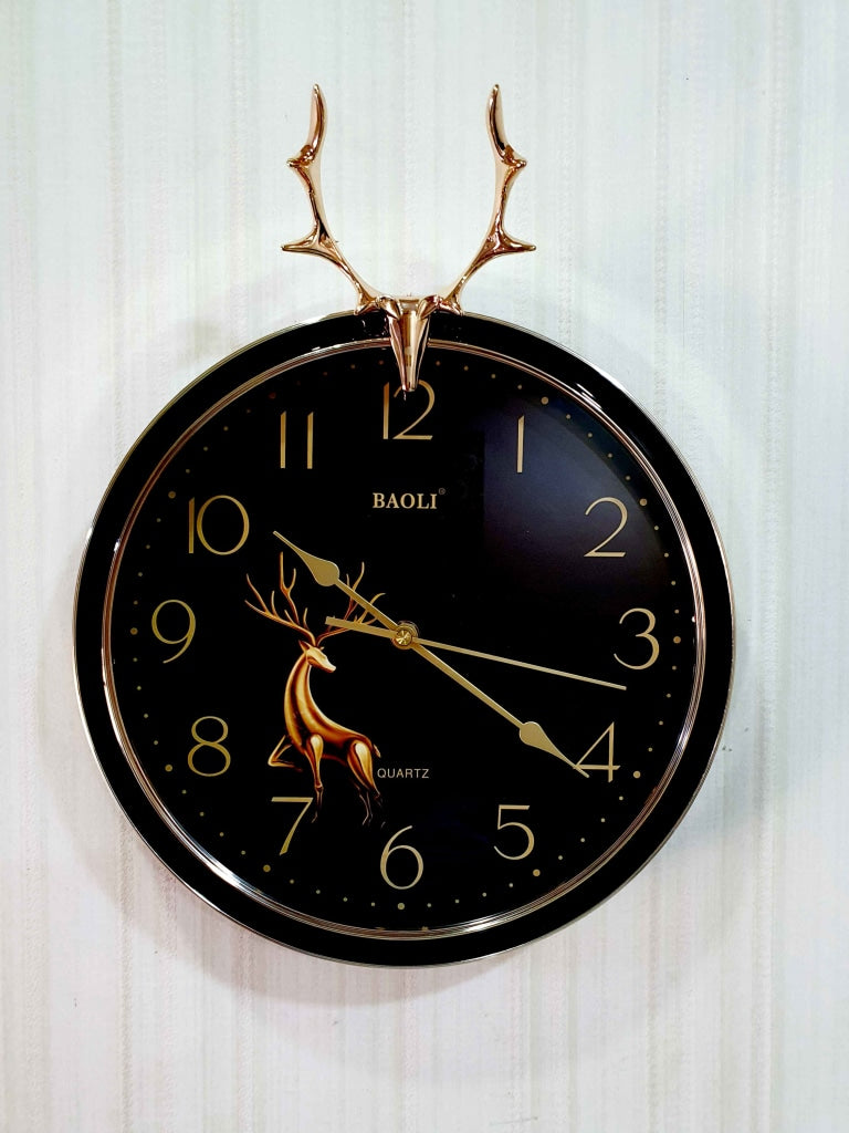 FunkyDecors Multicolor Reindeer Wall Clock Watch Decor For Home Office And Gifts 35 Cm Tall Black