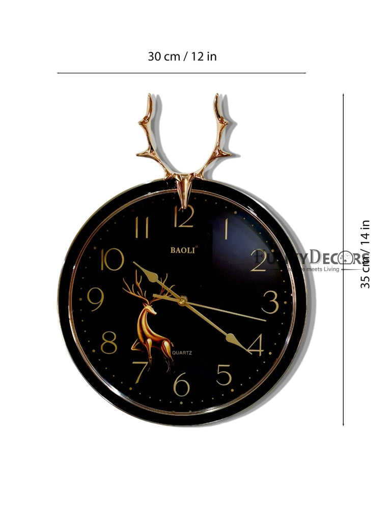 Funkytradition Multicolor Reindeer Wall Clock Watch Decor For Home Office And Gifts 35 Cm Tall