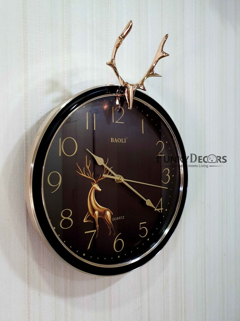 Funkytradition Multicolor Reindeer Wall Clock Watch Decor For Home Office And Gifts 35 Cm Tall