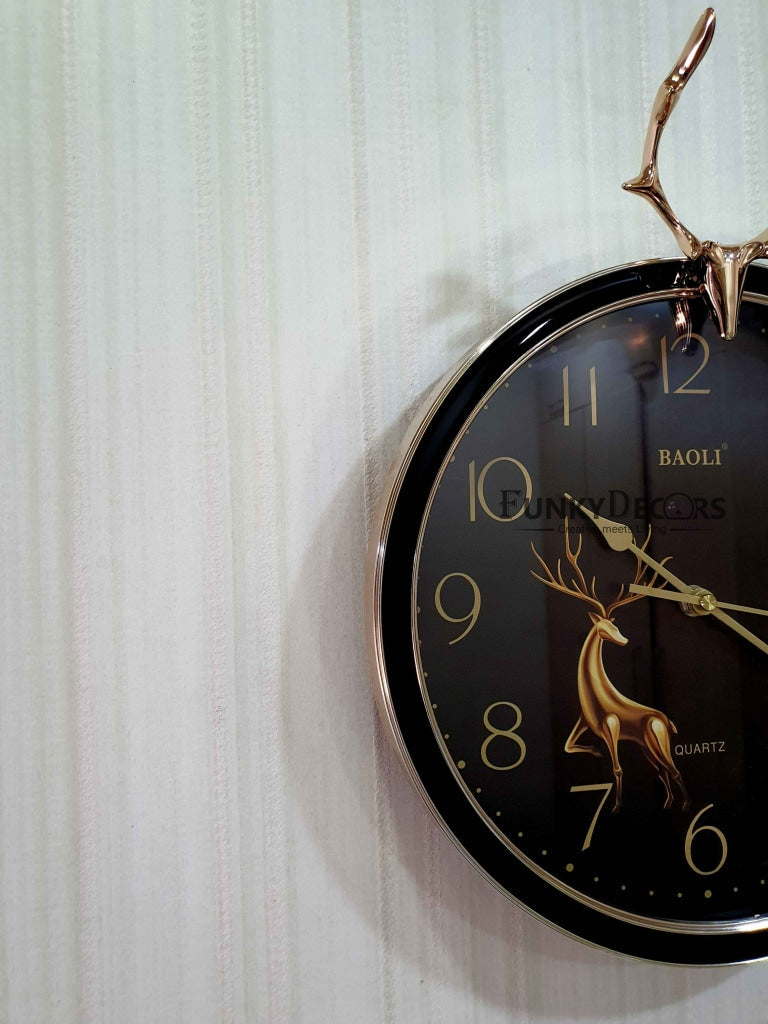 Funkytradition Multicolor Reindeer Wall Clock Watch Decor For Home Office And Gifts 35 Cm Tall