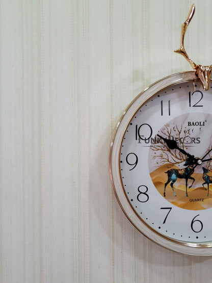 Funkytradition Multicolor Reindeer Wall Clock Watch Decor For Home Office And Gifts 35 Cm Tall