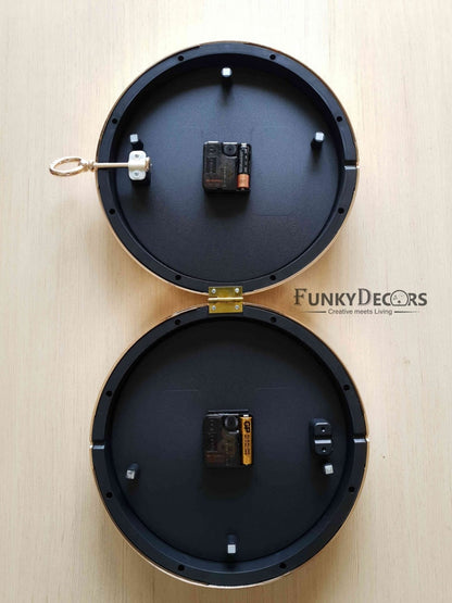 Funkytradition Reindeer Designer Antique-Look Golden Black Round Wall Hanging Double Sided 2 Faces