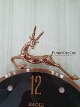 Load image into Gallery viewer, Funkytradition Rose Gold Multicolor Reindeer Pendulum Wall Clock Decor For Home Office And Gifts 60
