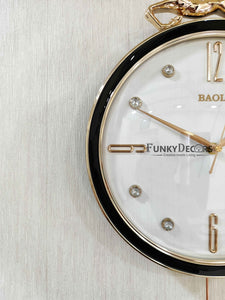 Funkytradition Rose Gold Multicolor Reindeer Pendulum Wall Clock Decor For Home Office And Gifts 60