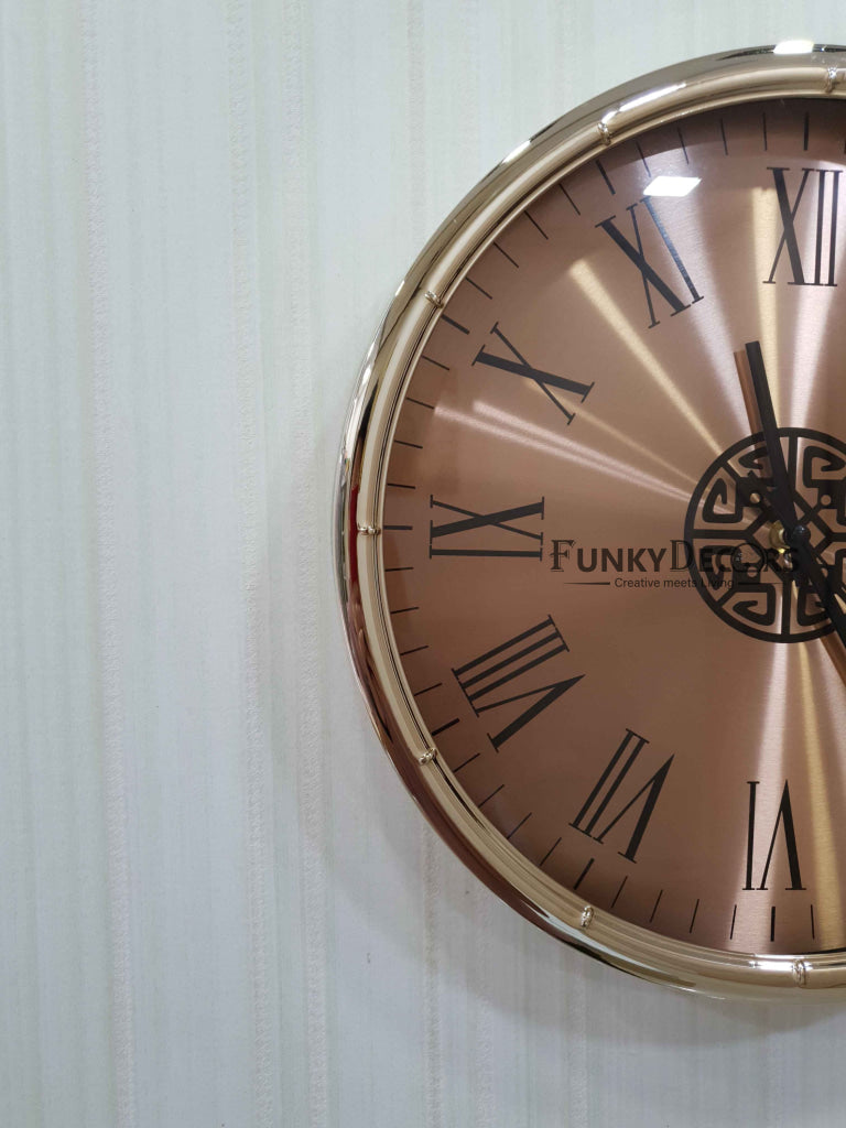 FunkyDecors Rose Golden Minimal Wall Clock Watch Decor For Home Office And Gifts 35 Cm Tall