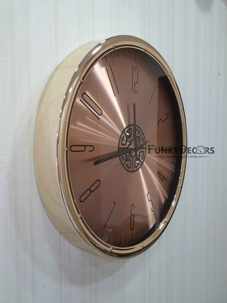FunkyDecors Rose Golden Minimal Wall Clock Watch Decor For Home Office And Gifts 35 Cm Tall