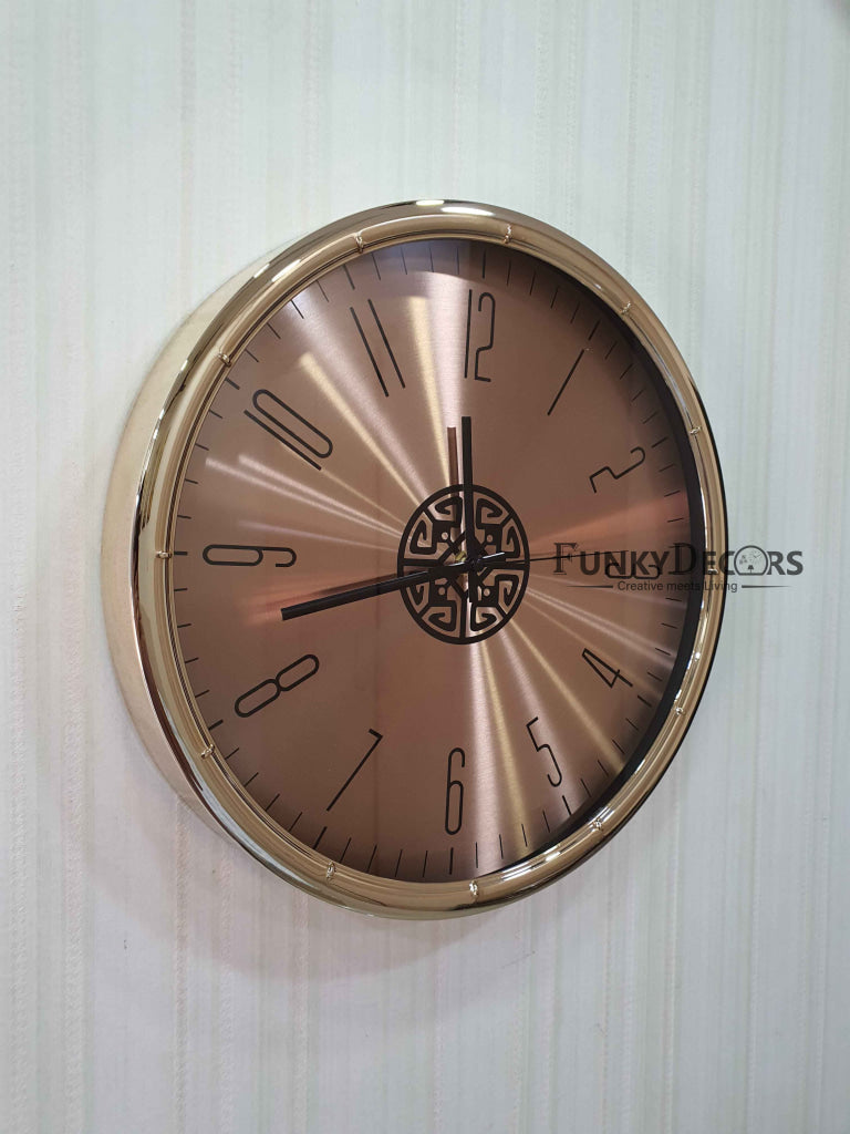FunkyDecors Rose Golden Minimal Wall Clock Watch Decor For Home Office And Gifts 35 Cm Tall