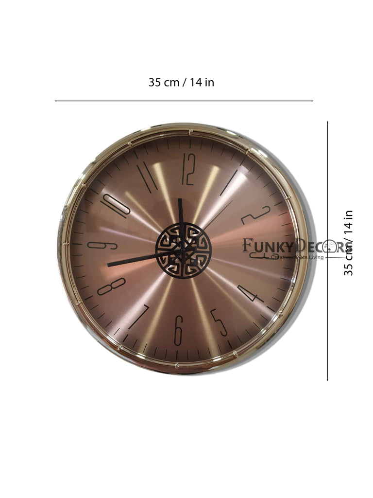 FunkyDecors Rose Golden Minimal Wall Clock Watch Decor For Home Office And Gifts 35 Cm Tall
