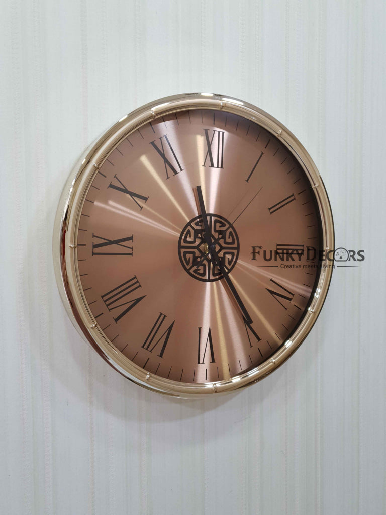 FunkyDecors Rose Golden Minimal Wall Clock Watch Decor For Home Office And Gifts 35 Cm Tall