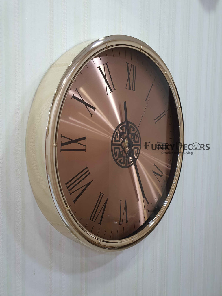 FunkyDecors Rose Golden Minimal Wall Clock Watch Decor For Home Office And Gifts 35 Cm Tall