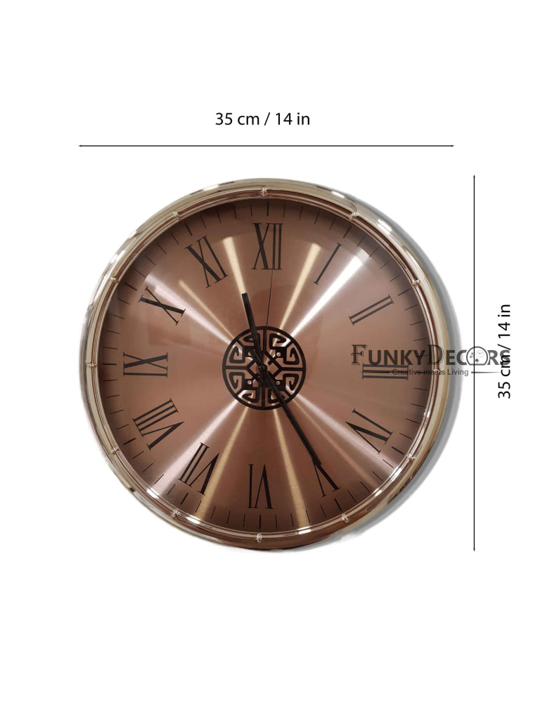 Funkytradition Rose Golden Minimal Wall Clock Watch Decor For Home Office And Gifts 35 Cm Tall