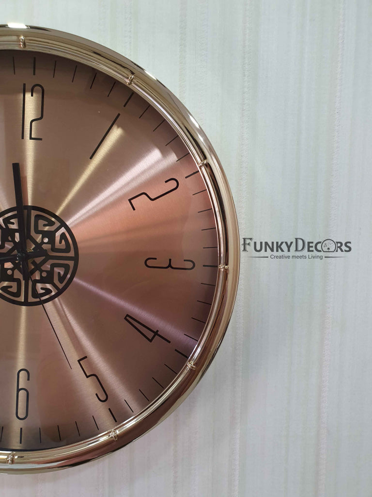 FunkyDecors Rose Golden Minimal Wall Clock Watch Decor For Home Office And Gifts 35 Cm Tall