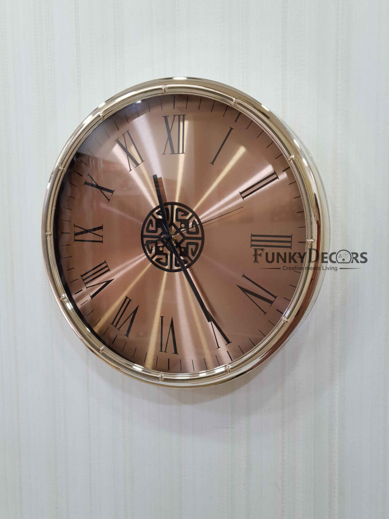 Funkytradition Rose Golden Minimal Wall Clock Watch Decor For Home Office And Gifts 35 Cm Tall