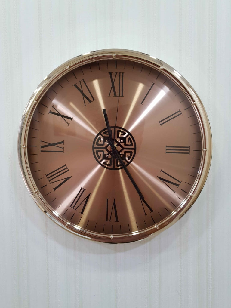 Funkytradition Rose Golden Minimal Wall Clock Watch Decor For Home Office And Gifts 35 Cm Tall Roman