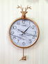 FunkyDecors Rose Golden Reindeer Pendulum Wall Clock For Home Office Decor And Gifts 68 Cm Tall