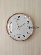 Load image into Gallery viewer, Funkytradition Golden White Minimal Wall Clock Watch Decor For Home Office And Gifts 35 Cm Tall
