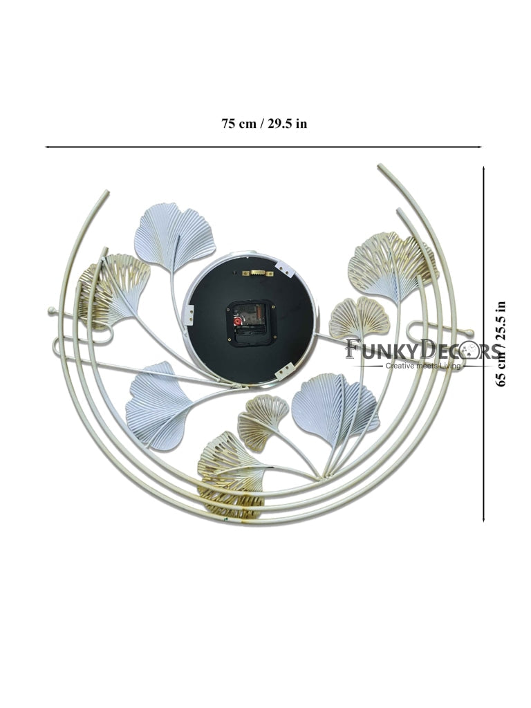 FunkyDecors Royal 3D Ginko Flower Leaf Design Wall Clock For Home Office Decor And Gifts 65 Cm