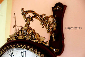 Funkytradition Royal Antique-Look Brown Round Wall Hanging Double Sided Two Faces Retro Station Home