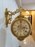 FunkyDecors Royal Antique-Look Golden Round Wall Hanging Double Sided Two Faces Retro Station