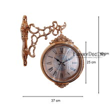 Load image into Gallery viewer, Funkytradition Royal Antique-Look Rose Gold Round Wall Hanging Double Sided 2 Faces Retro Station
