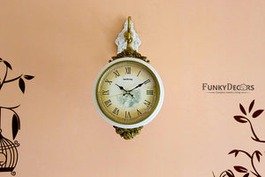Funkytradition Royal Antique Look Round Wall Hanging Double Sided Station Clock Clocks