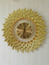 FunkyDecors Royal Golden 3D Flower Leaf Diamond Studded Wall Clock For Home Office Decor And
