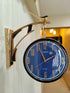 FunkyDecors Sparrow Designer Antique-Look Golden Blue-Black-White Round Wall Hanging Double Sided