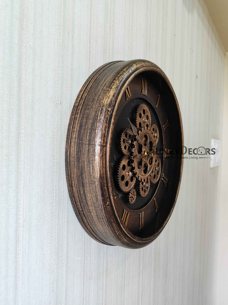 FunkyDecors The Timeless Wheel Of Age Moving Gear Wall Clock Chronograph Working Watch 42 Cm Tall