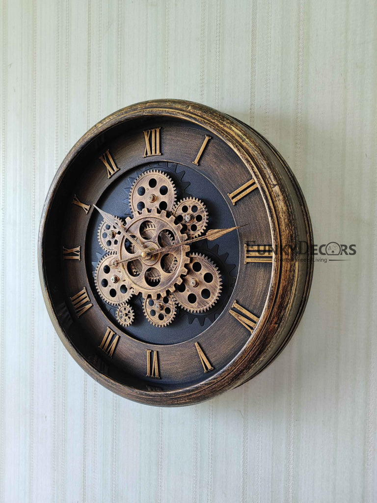 FunkyDecors The Timeless Wheel Of Age Moving Gear Wall Clock Chronograph Working Watch 42 Cm Tall