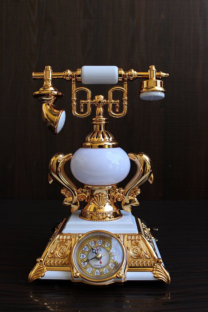 FunkyDecors Vintage Style Telephone Table Lamp with Alarm Clock for Christmas, Anniversary, Birthday Gift, Home and Office Decor