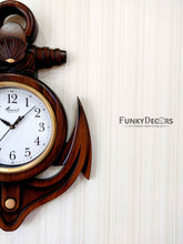 Load image into Gallery viewer, Funkytradition Wooden Style Anchor Wall Clock Watch Décor For Home Office Decor And Gifts 60 Cm Tall
