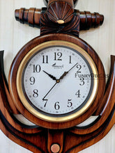 Load image into Gallery viewer, Funkytradition Wooden Style Anchor Wall Clock Watch Décor For Home Office Decor And Gifts 60 Cm Tall
