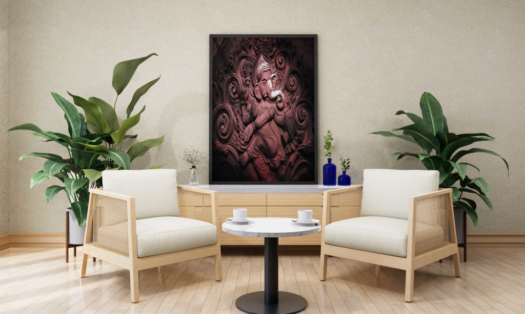 Ganesha - Spiritual Art Frame For Wall Decor- Funkydecors Xs / Black Posters Prints & Visual Artwork