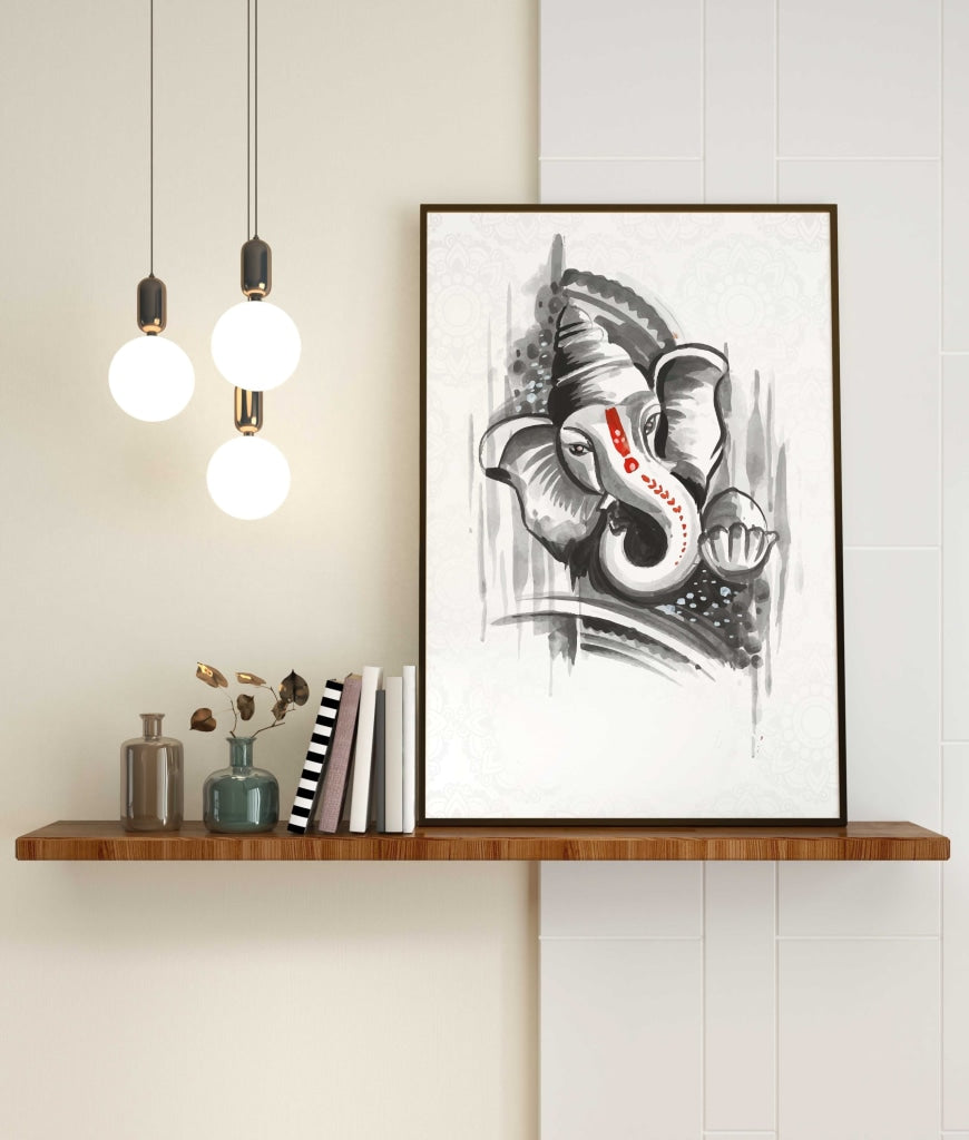 Ganesha - Spiritual Art Frame For Wall Decor- Funkydecors Xs / Black Posters Prints & Visual Artwork