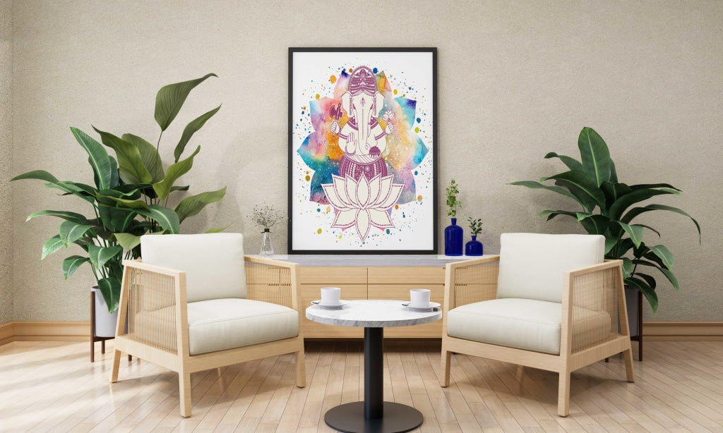 Ganesha - Spiritual Art Frame For Wall Decor- Funkydecors Xs / Black Posters Prints &amp; Visual Artwork