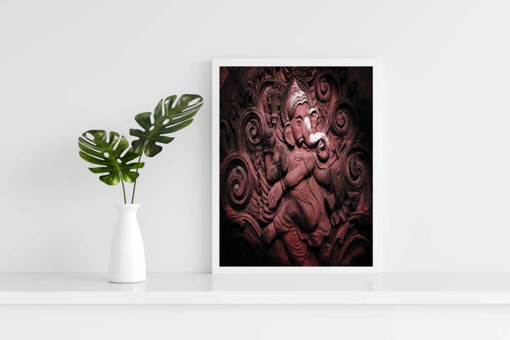 Ganesha - Spiritual Art Frame For Wall Decor- Funkydecors Xs / White Posters Prints & Visual Artwork