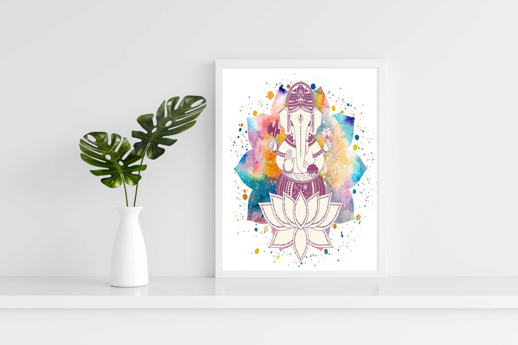 Ganesha - Spiritual Art Frame For Wall Decor- Funkydecors Xs / White Posters Prints &amp; Visual Artwork