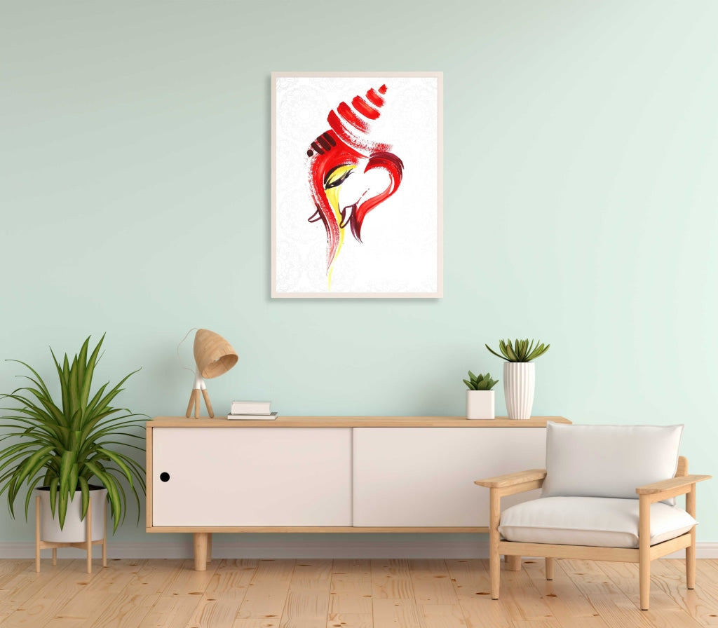 Ganesha - Spiritual Art Frame For Wall Decor- Funkydecors Xs / White Posters Prints &amp; Visual Artwork