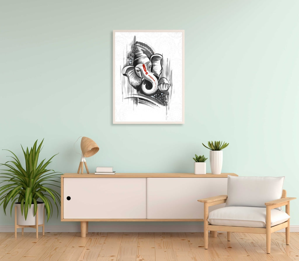 Ganesha - Spiritual Art Frame For Wall Decor- Funkydecors Xs / White Posters Prints & Visual Artwork