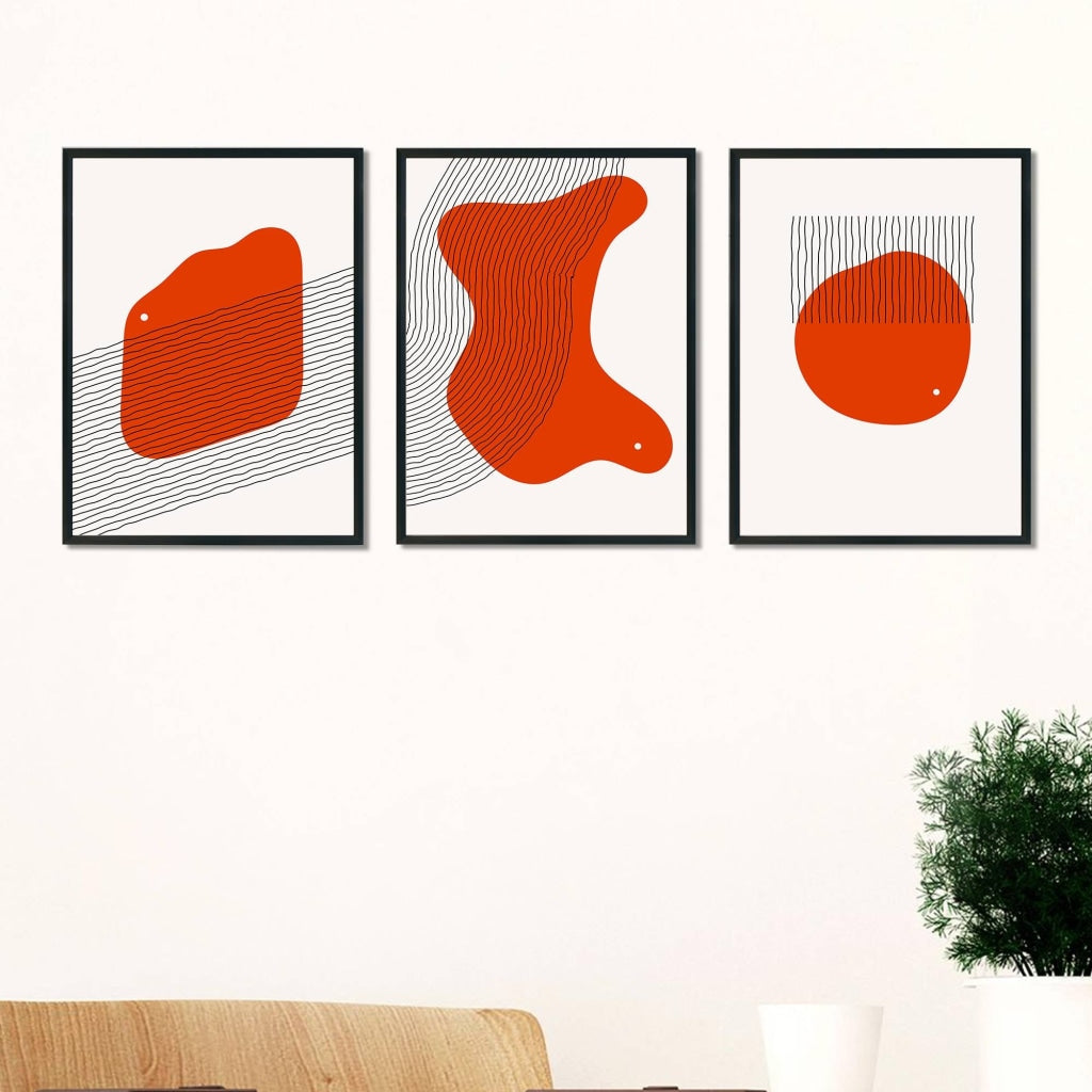 Geometric 3 Panels Art Frame For Wall Decor- Funkydecors Xs / Black Posters Prints &amp; Visual Artwork