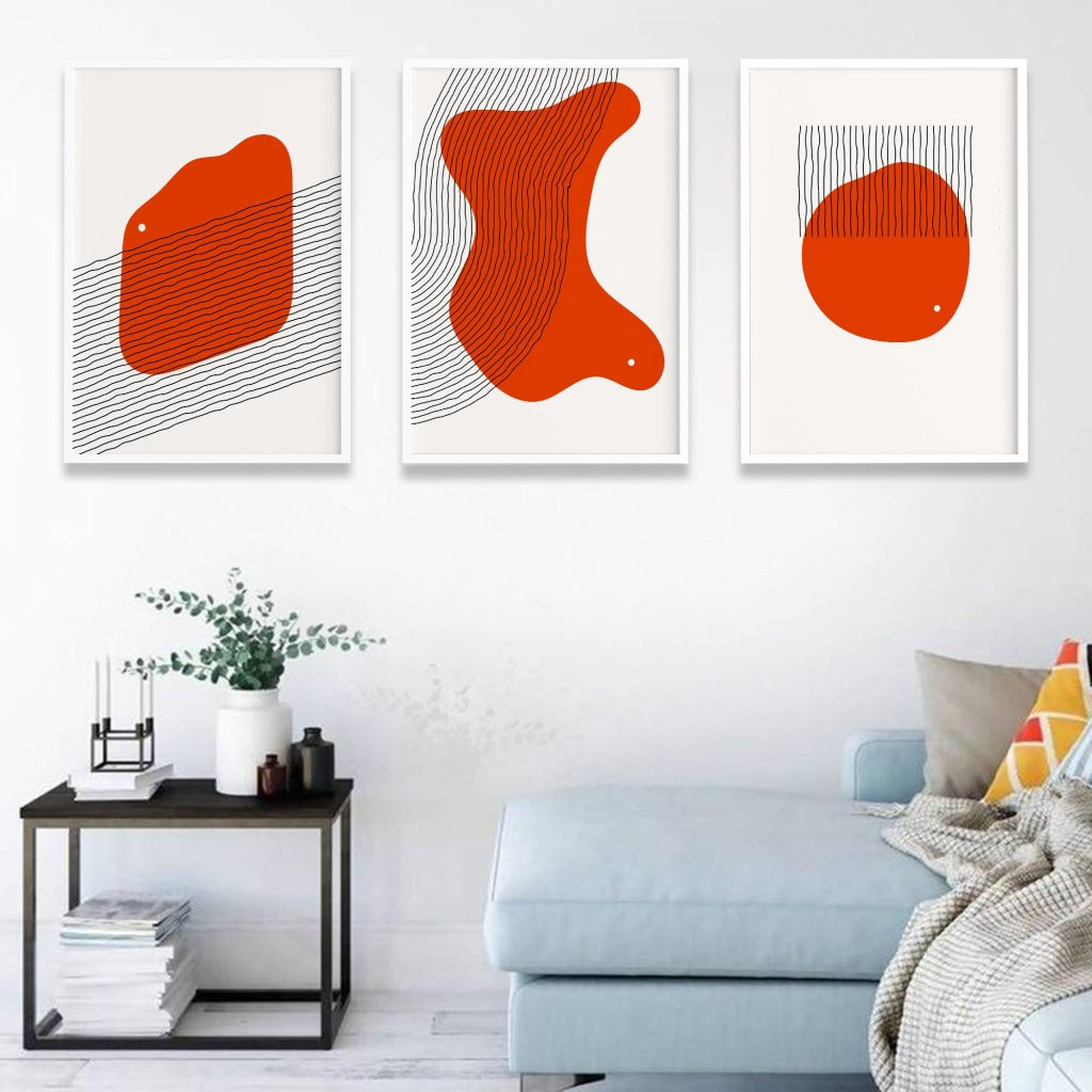 Geometric 3 Panels Art Frame For Wall Decor- Funkydecors Xs / White Posters Prints &amp; Visual Artwork