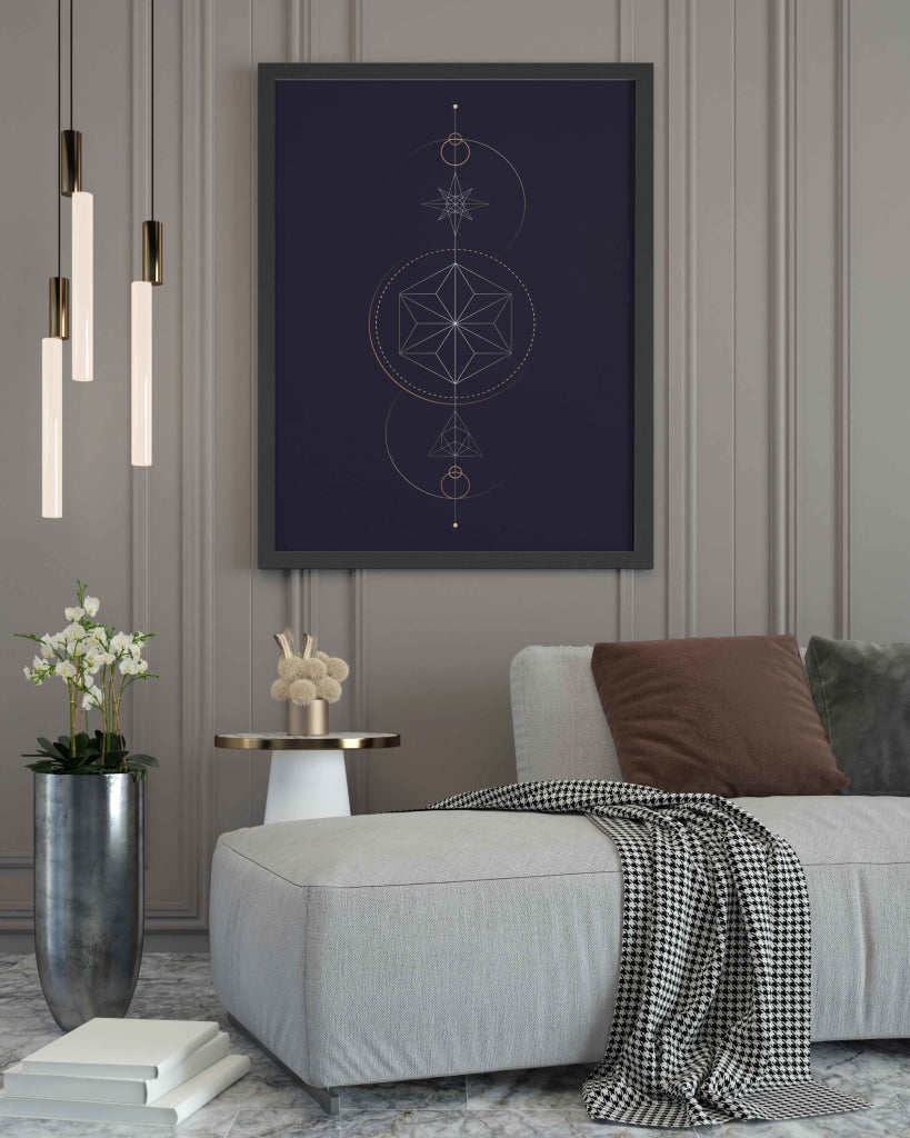 Geometric Astrological Symbols Art Frame For Wall Decor- Funkydecors Xs / Black Posters Prints &amp;