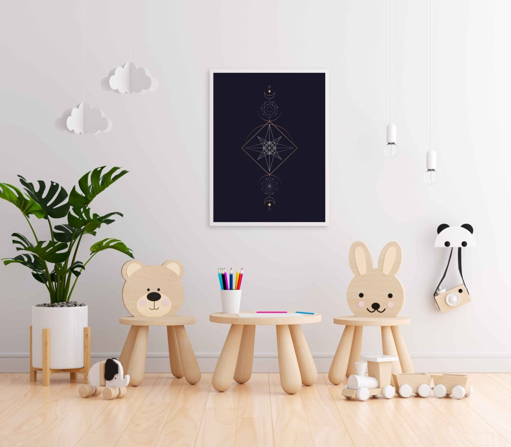 Geometric Astrological Symbols Art Frame For Wall Decor- Funkydecors Xs / White Posters Prints &