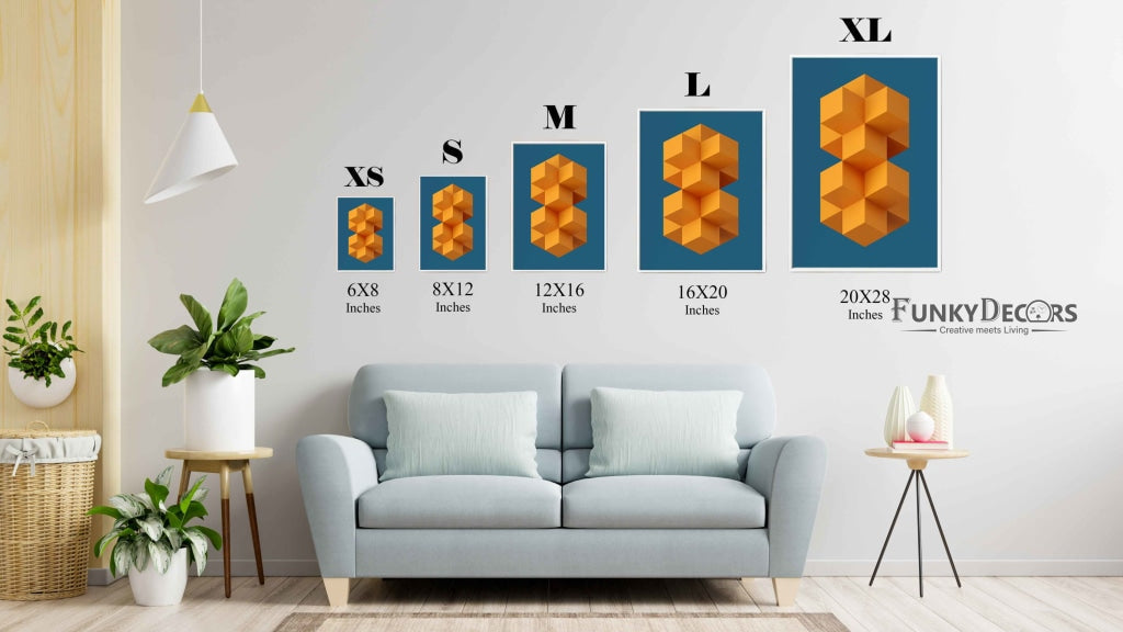 Geometric Cubic Shape Art Frame For Wall Decor- Funkydecors Posters Prints & Visual Artwork
