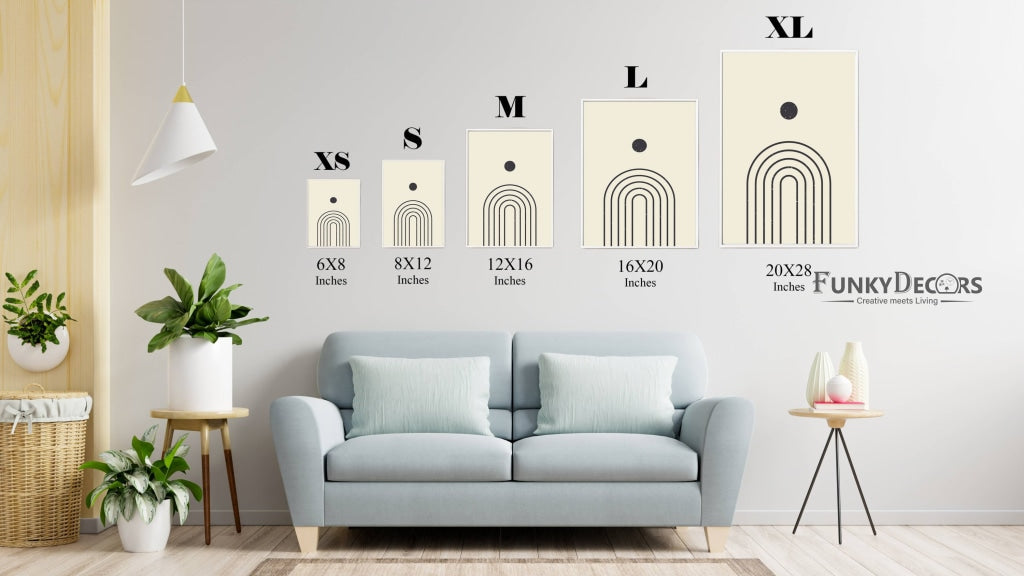 Geometric Moon 3 Panels Art Frame For Wall Decor- Funkydecors Posters Prints & Visual Artwork