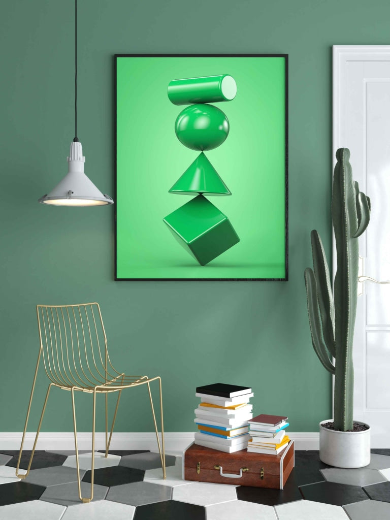 Geometric Solid Shape Art Frame For Wall Decor- Funkydecors Xs / Black Posters Prints & Visual