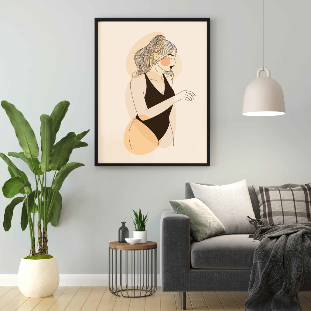 Girl In Swimsuit Portrait Art Frame For Wall Decor- Funkydecors Xs / Black Posters Prints & Visual
