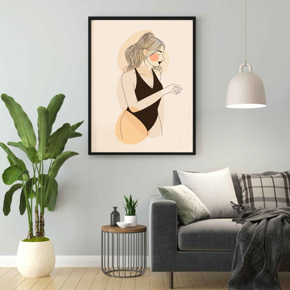 Girl In Swimsuit Portrait Art Frame For Wall Decor- Funkydecors Xs / Black Posters Prints & Visual