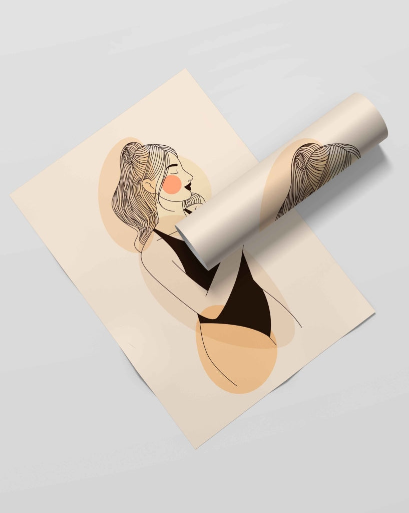 Girl In Swimsuit Portrait Art Frame For Wall Decor- Funkydecors Xs / Roll Posters Prints & Visual