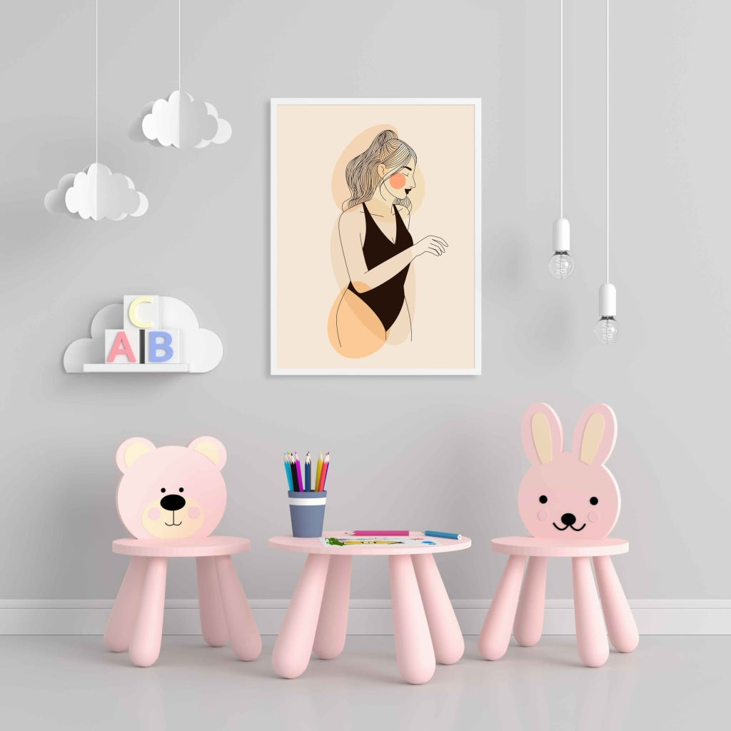 Girl In Swimsuit Portrait Art Frame For Wall Decor- Funkydecors Xs / White Posters Prints & Visual